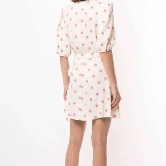 NWOT Reformation Olince White Polka Dot Wrap Dress Large - Picture 8 of 9